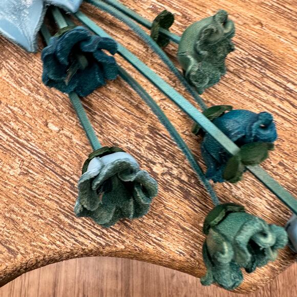 Genuine Leather Flower Purse Charm Leather Blue Green Bag Charm NEW FAST SHIP - Picture 7 of 8